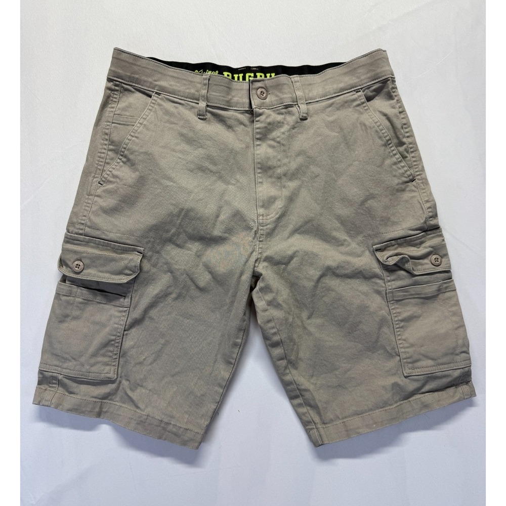 Rugby University Shorts Mens 32 Beige Cotton‎ Stretch Cargo Pockets Hike Outdoor